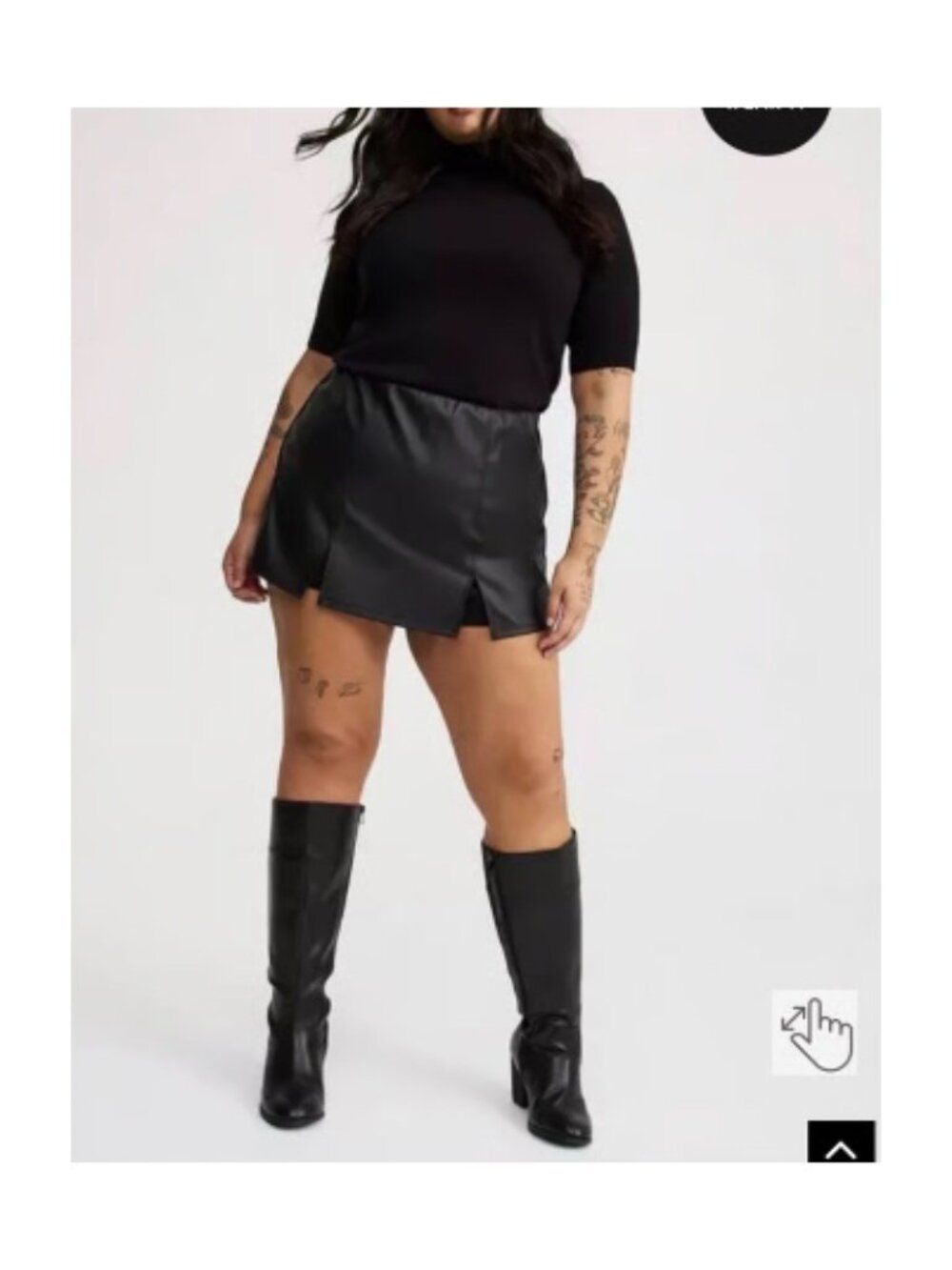 Torrid Womens Faux Leather Skort Plus Sz 2X Black Skirt w/ Built in Shorts Goth